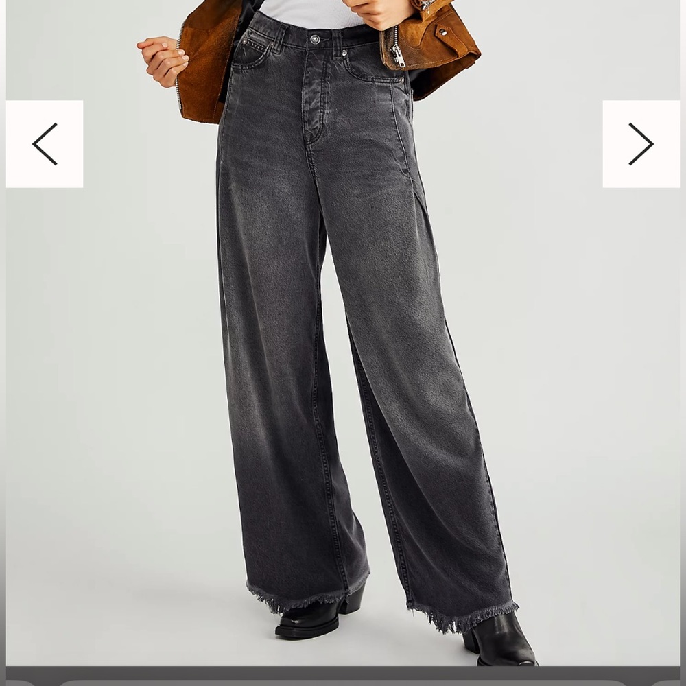 FREE PEOPLE GRAY OLD WEST SLOUCHY JEAN